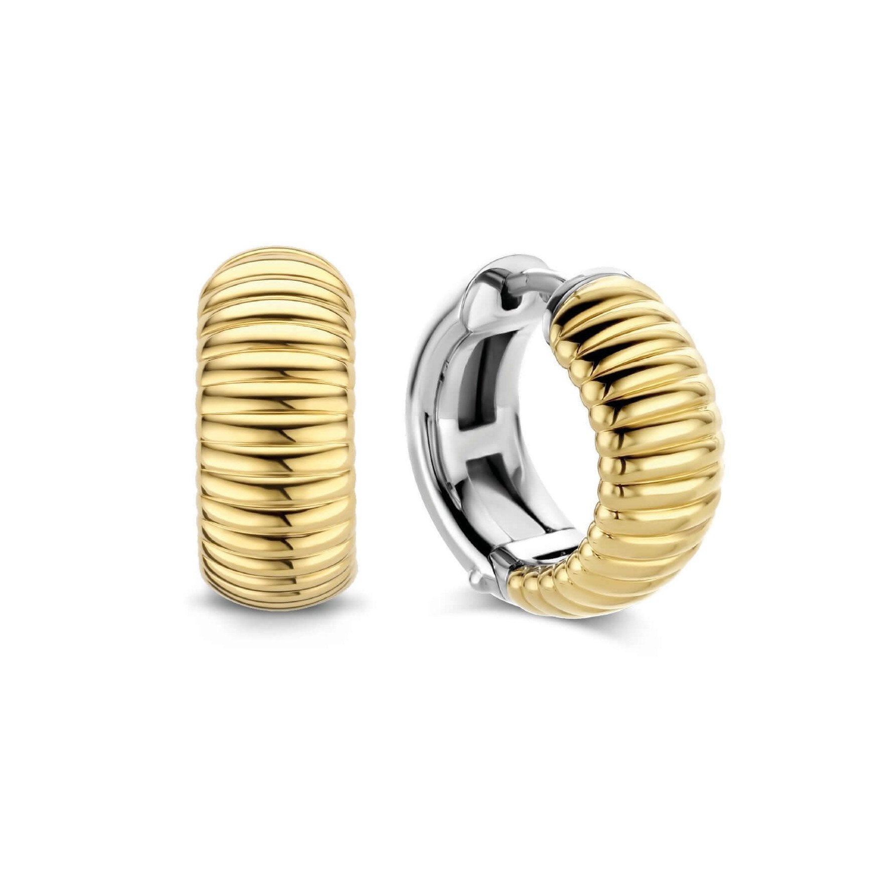 Two Tone Rib Hoop Earrings