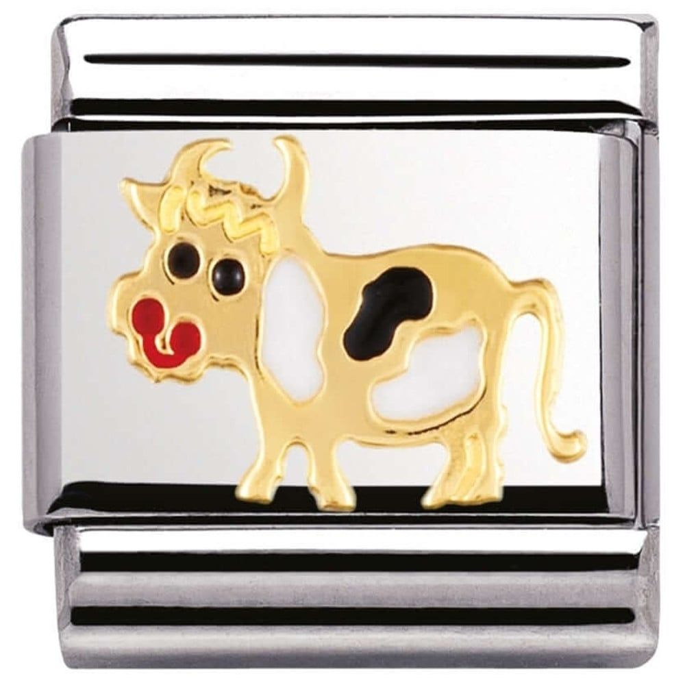 Classic Gold & Enamel Cow Link