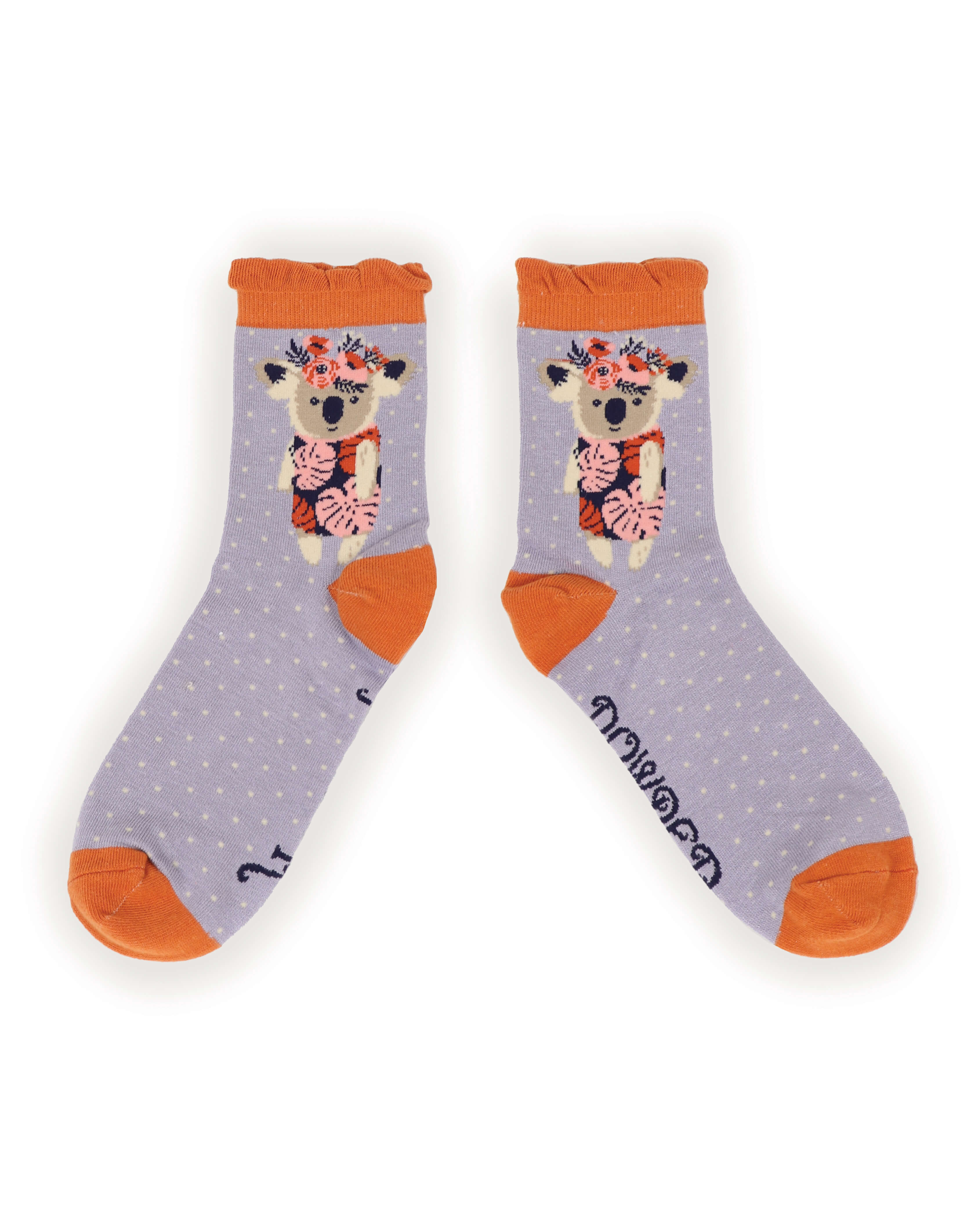 Ladies Ankle Socks - Floral Koala