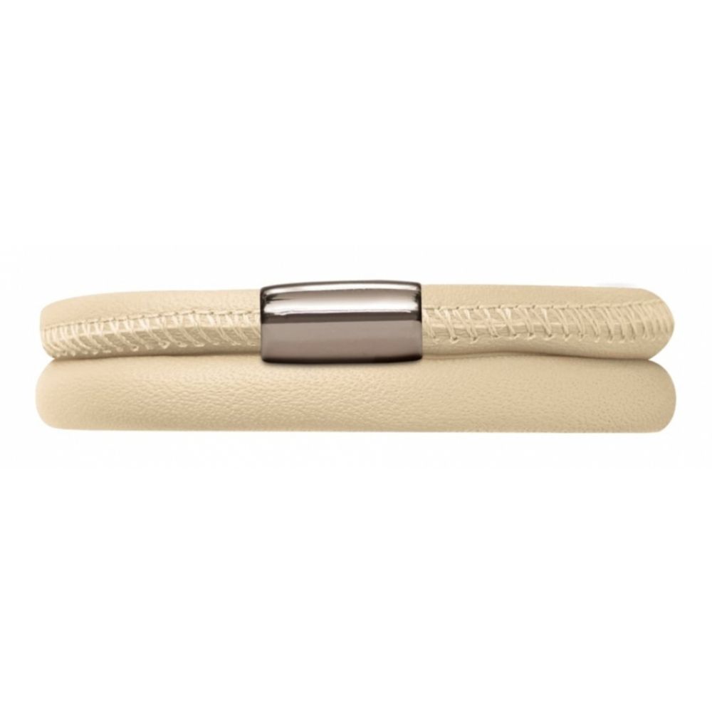Double Band Cream Leather Bracelet