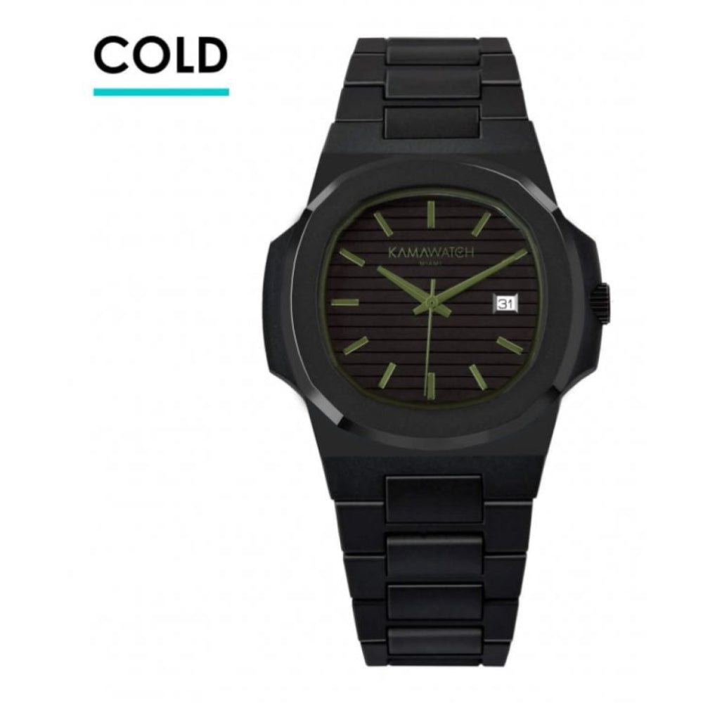 Vintage Force Black & Green Strap Wristwatch