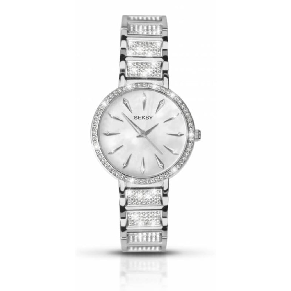 Ladies Bracelet Watch With White Crystals