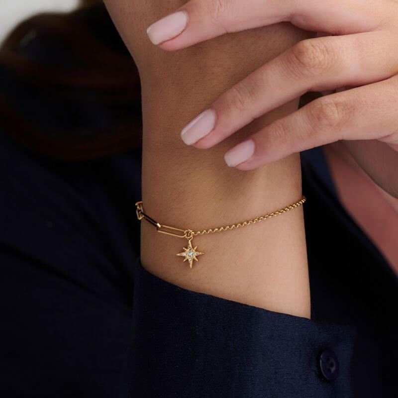 Celestial Gold North Star Mismatch Bracelet