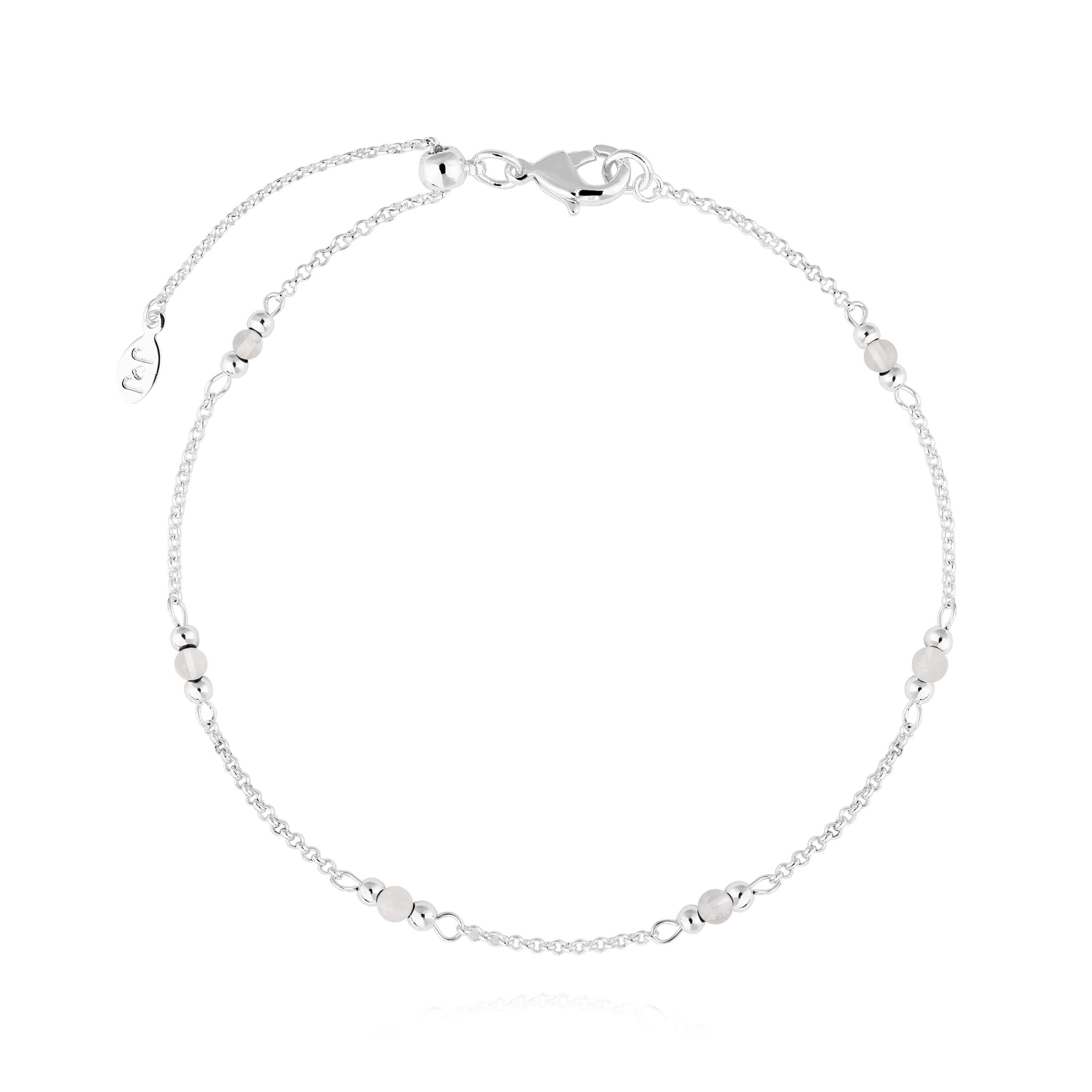 Anklet | Birthstone April Rock Crystal | Silver | 26cm Adjustable