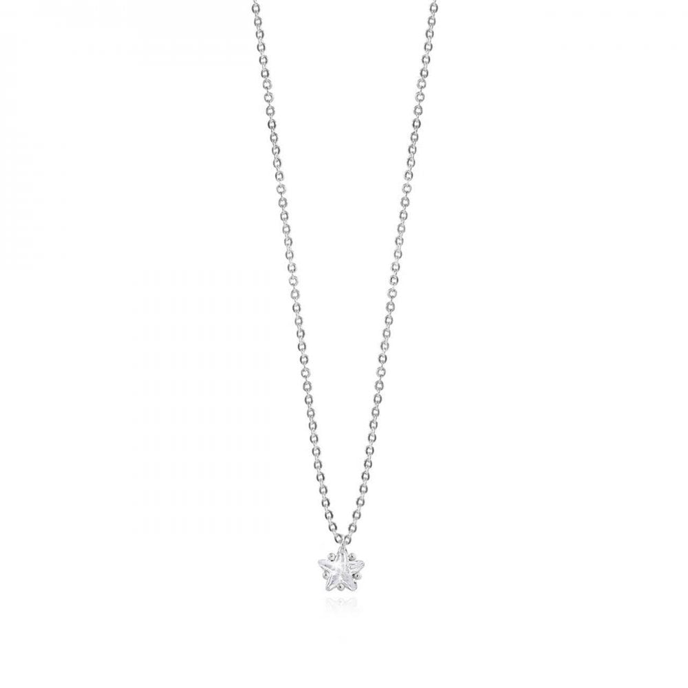 Astra Silver Star Crystal Necklace 46cm + 5cm