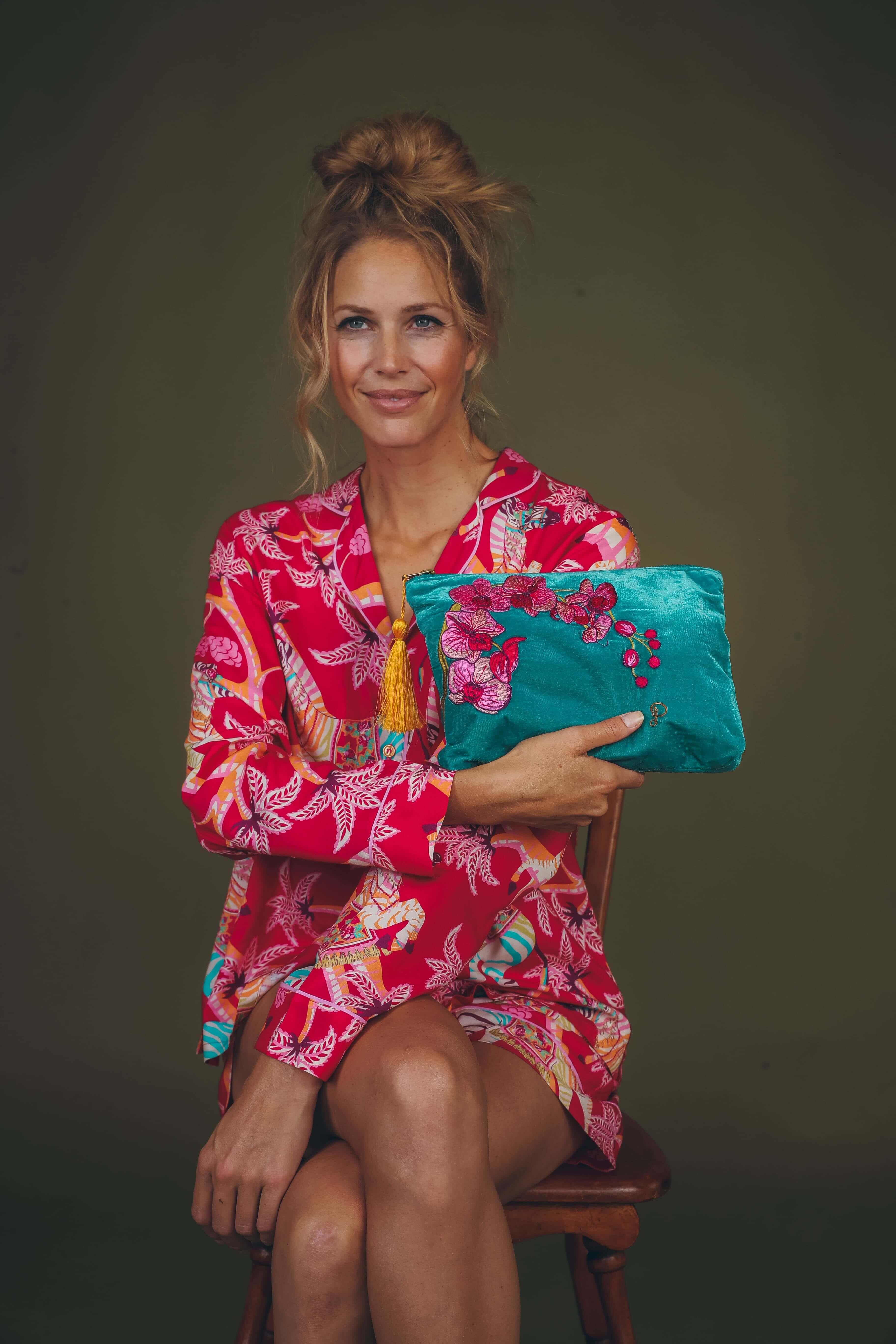 Spring Orchid Velvet Zip Pouch
