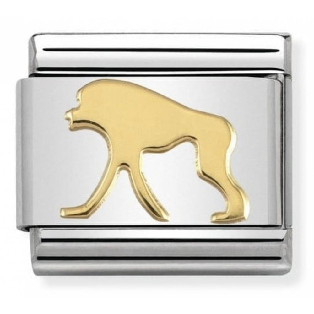 Classic Monkey In Stainless Steel With 18k Gold Charm