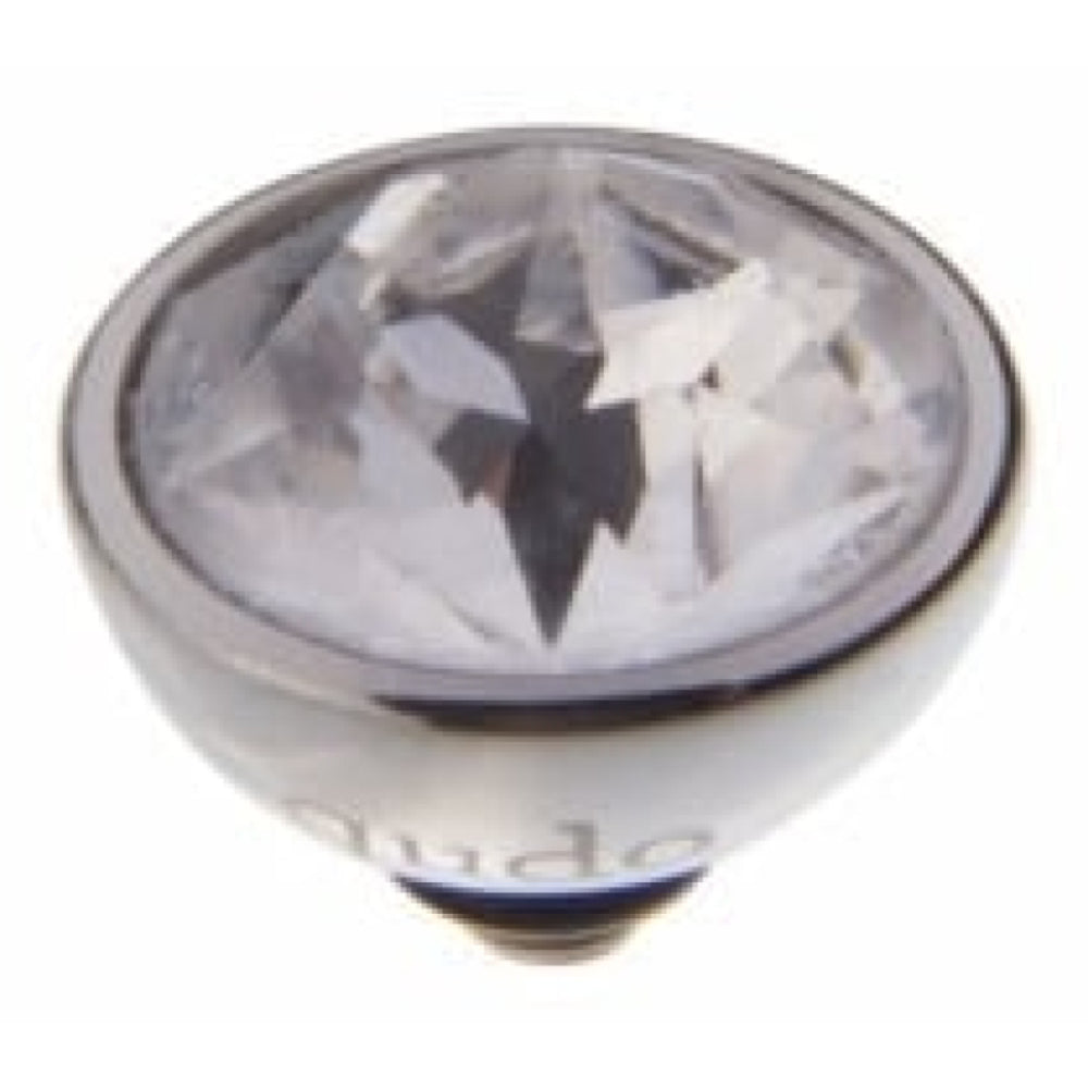 Famosa Silver 10mm Bottone Ring Top Crystal