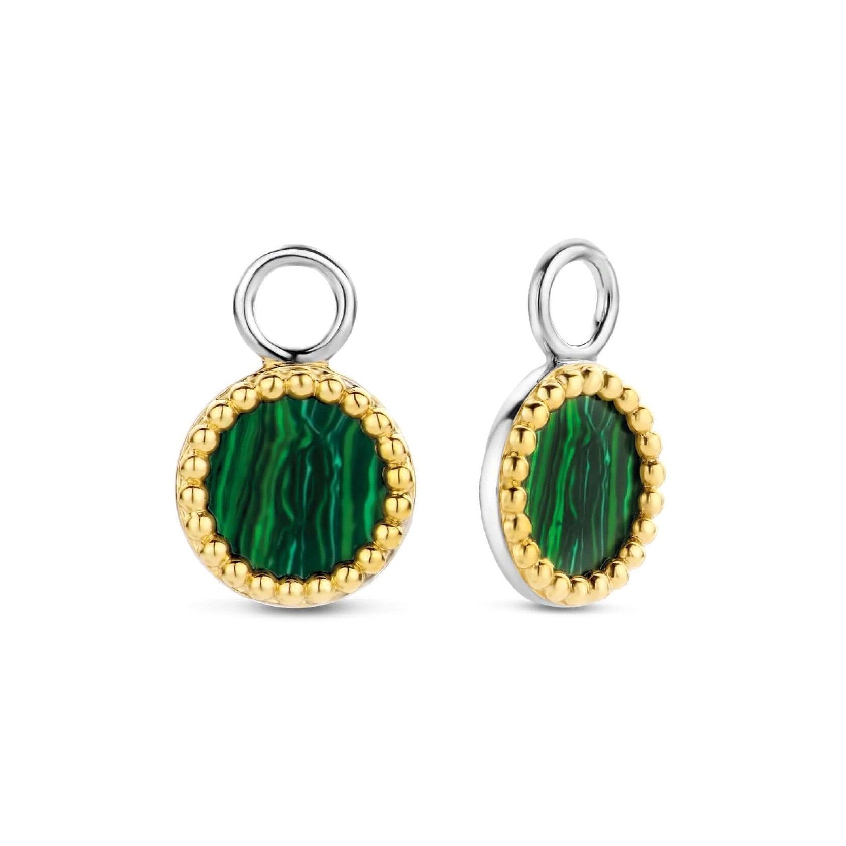 Green Stone Gold Plated Bubble Setting Ear Charm