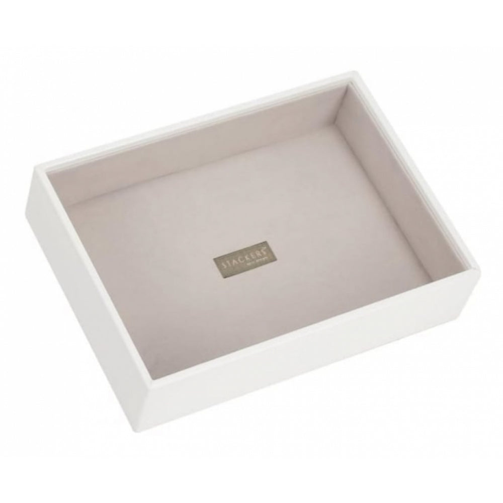 Classic White Leather Deep Open Stacker