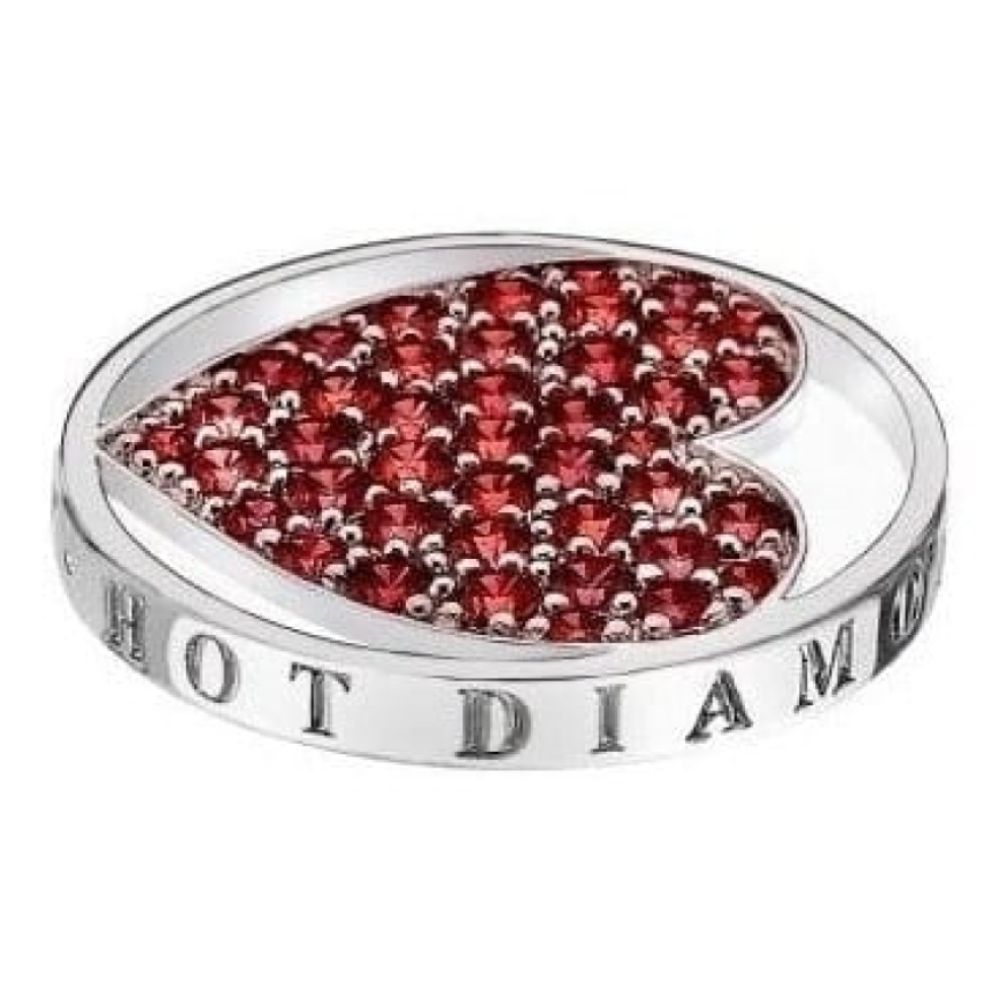 Ladies Silver 33mm Fire Sparkle Heart Coin