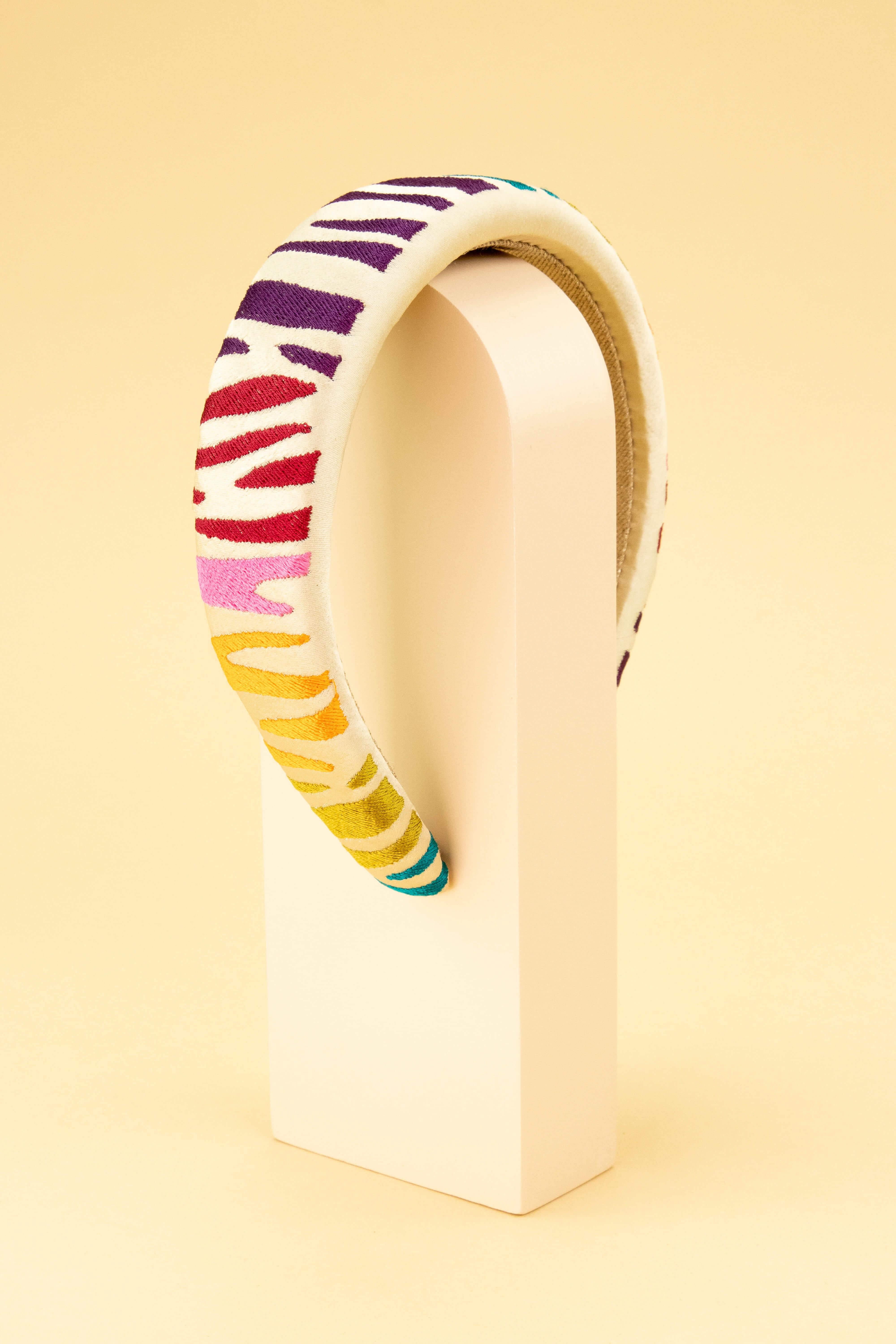 Rainbow Zebra Padded Headband