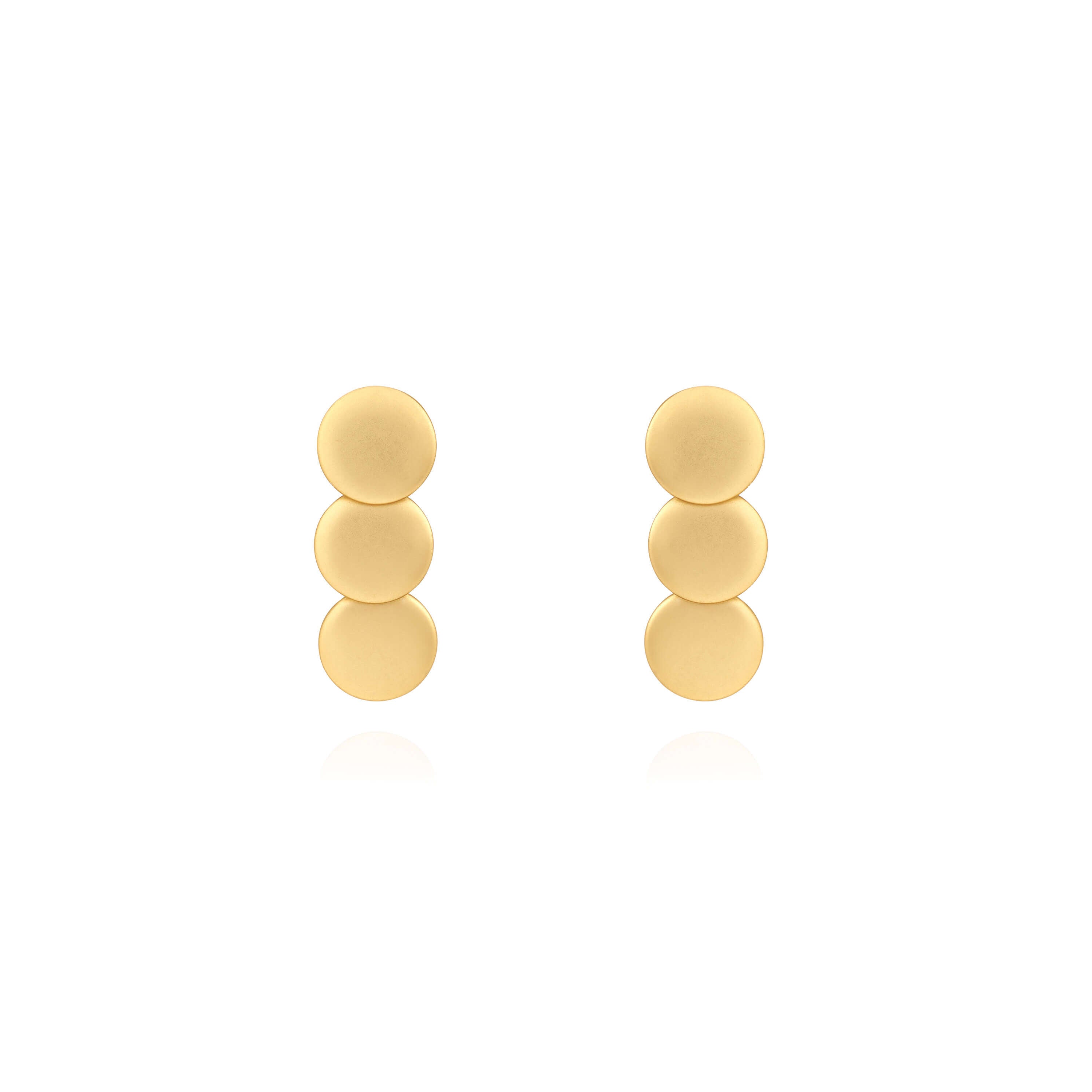 Statement Earrings | Gold | Matte Linked Discs | Earrings