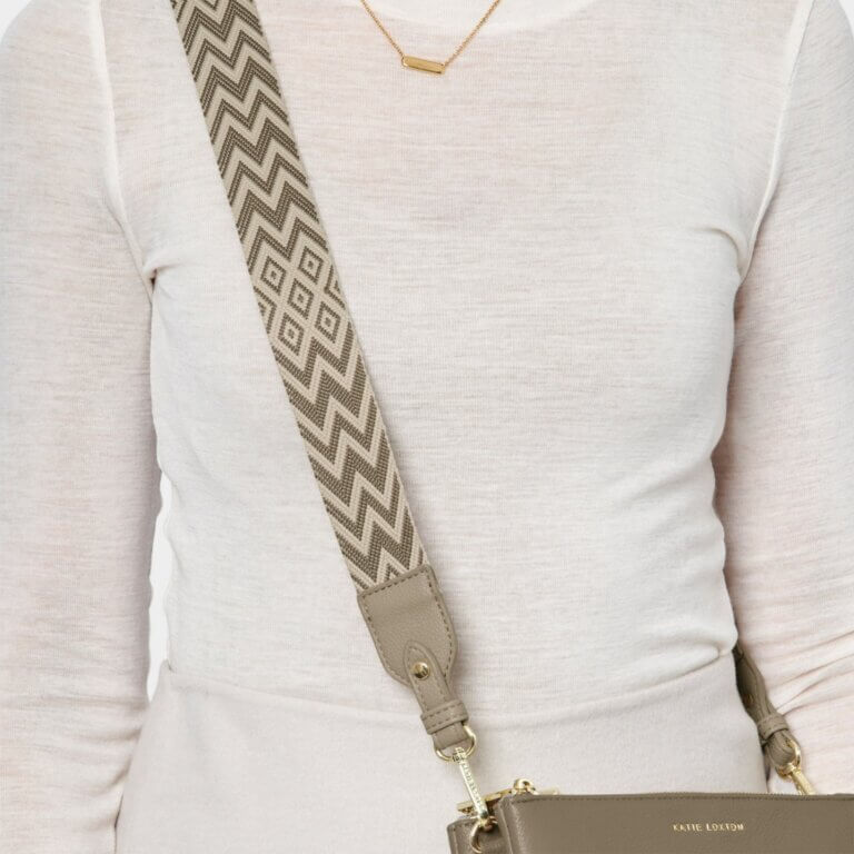 Chevron Canvas Strap In Light Taupe