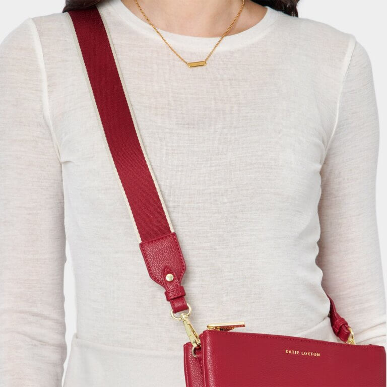 Stripe Canvas Strap In Garnet Red