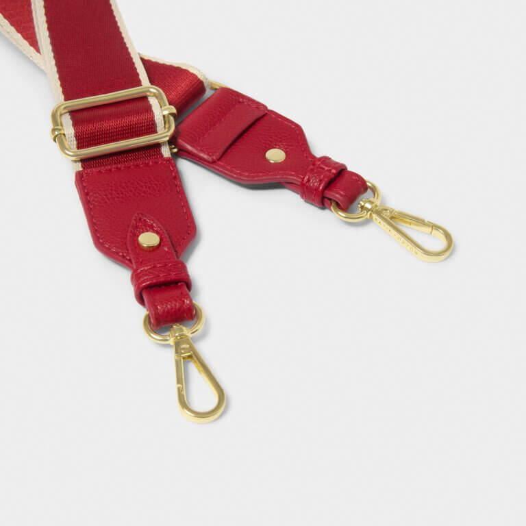 Stripe Canvas Strap In Garnet Red