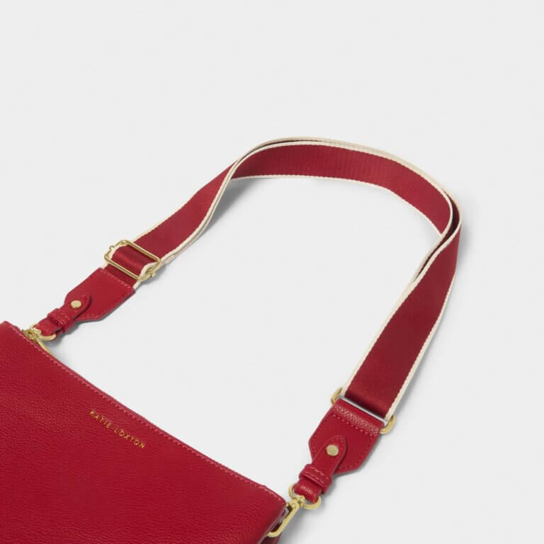 Stripe Canvas Strap In Garnet Red