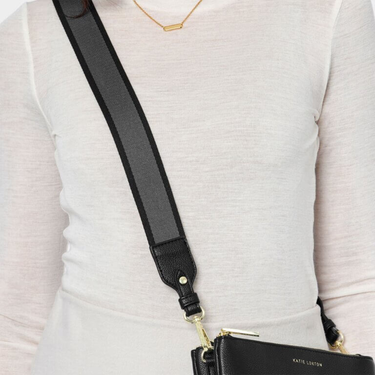 Stripe Canvas Strap In Black