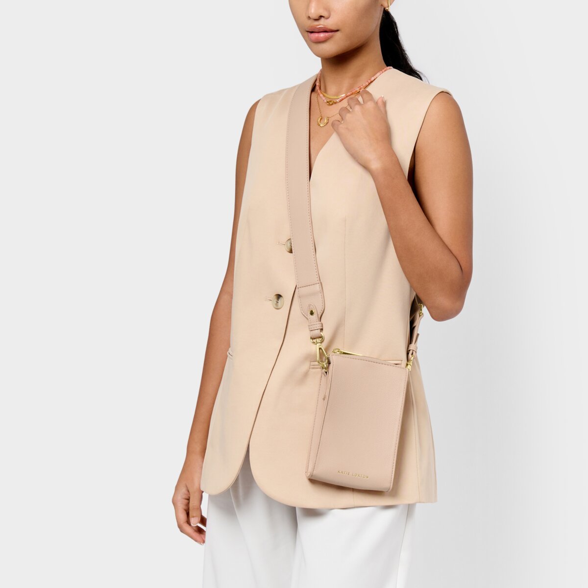 Effie Slim Crossbody Bag In Nude Pink