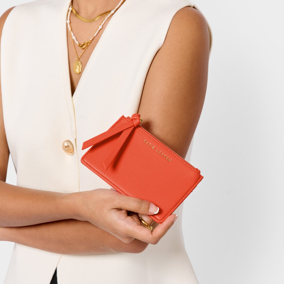 Hallie Coin & Card Holder In Deep Orange