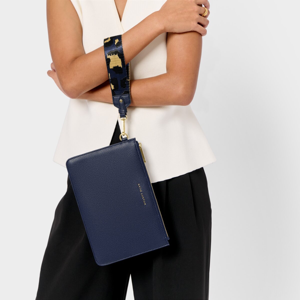 Hallie Wristlet Pouch In Midnight Blue