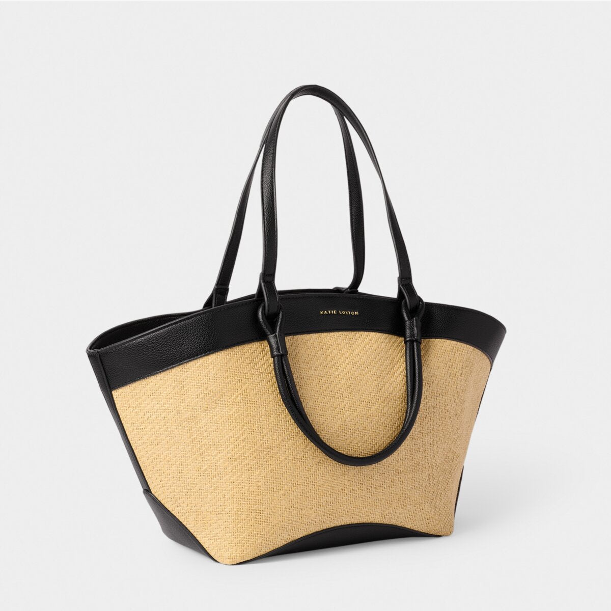 Riviera Raffia Tote Bag In Black