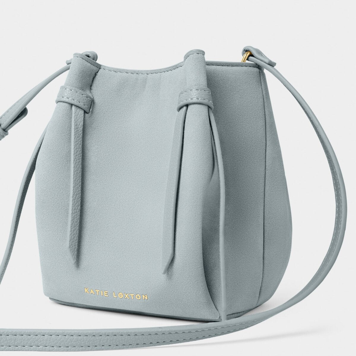 Celina Mini Suedette Bucket Bag In Blue Mist