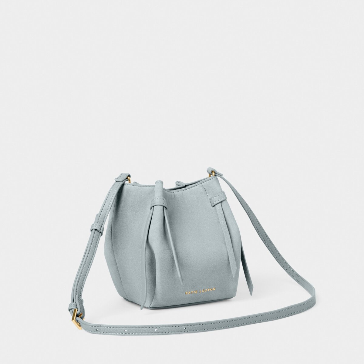 Celina Mini Suedette Bucket Bag In Blue Mist
