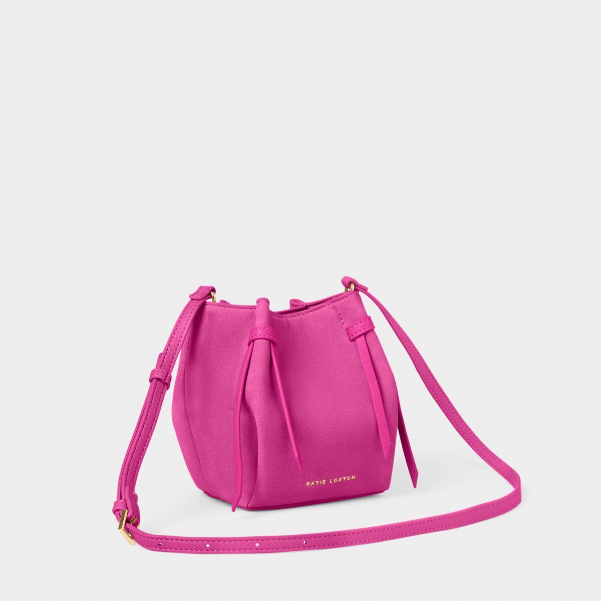 Celina Mini Suedette Bucket Bag In Magenta