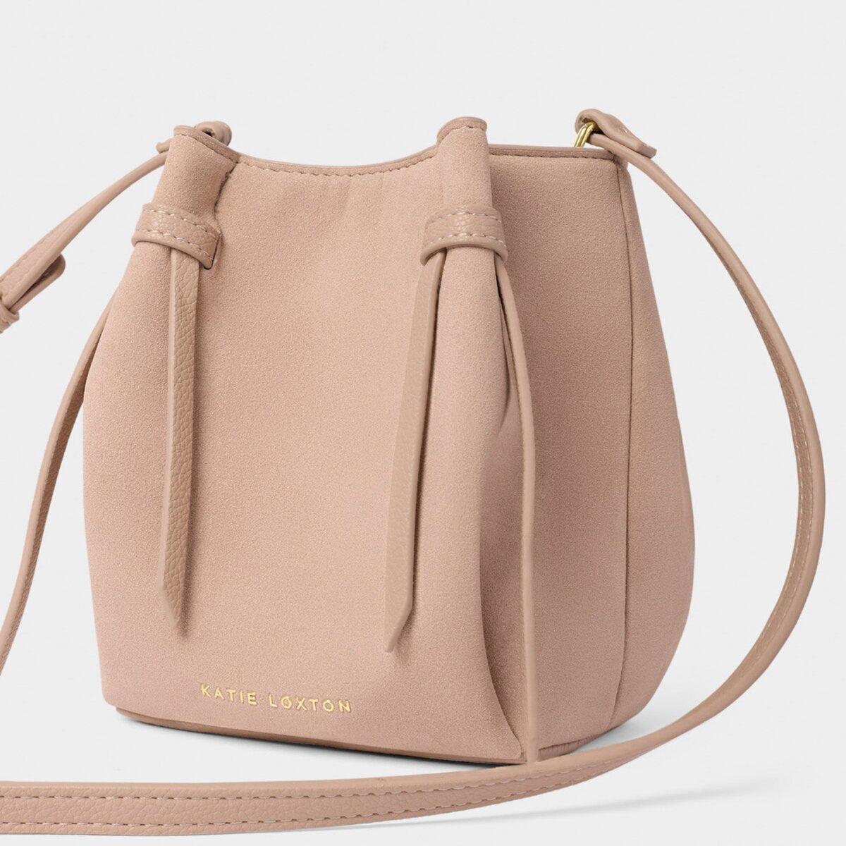 Celina Mini Suedette Bucket Bag In Faded Rose