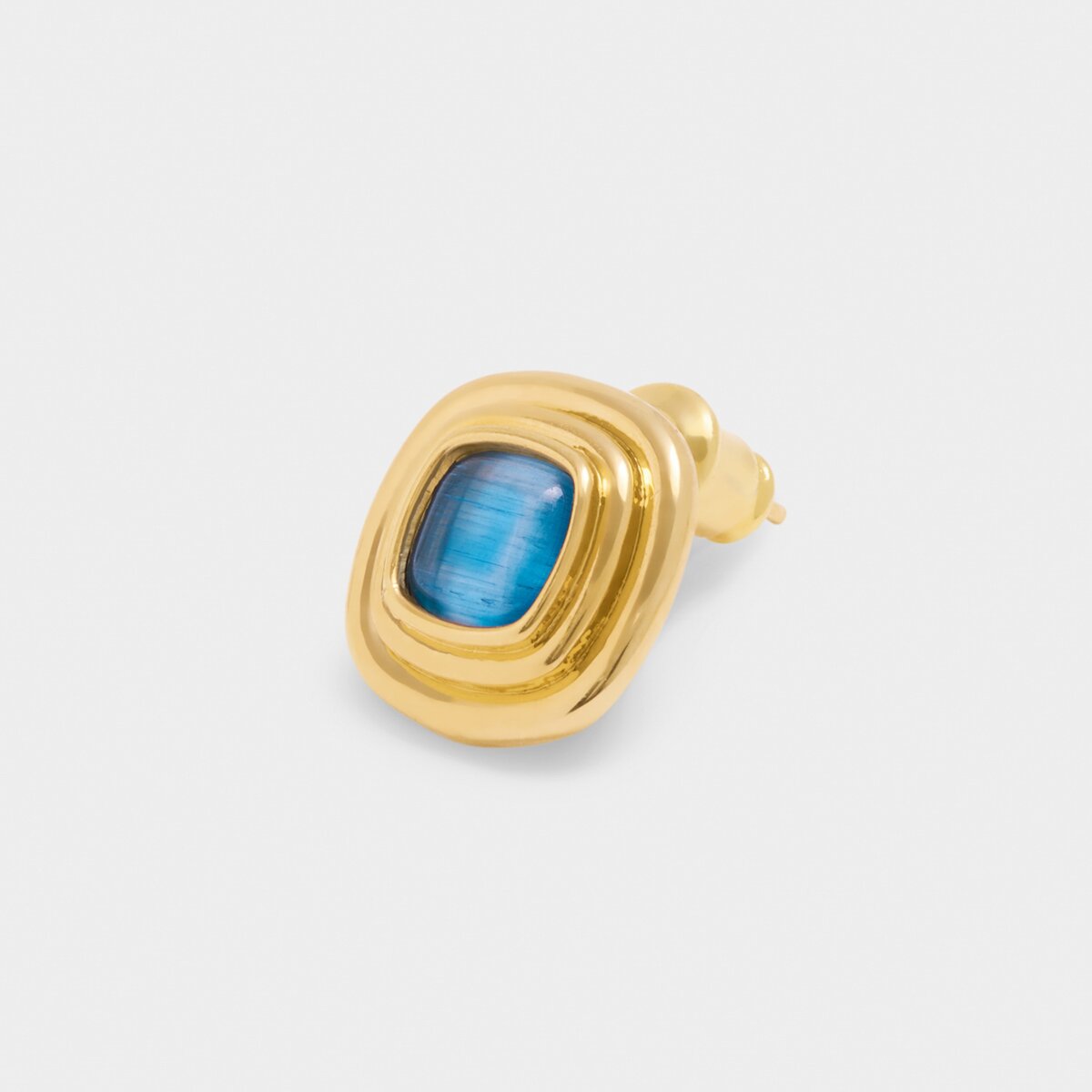 Sofia Azure Button Stud Earrings In Gold