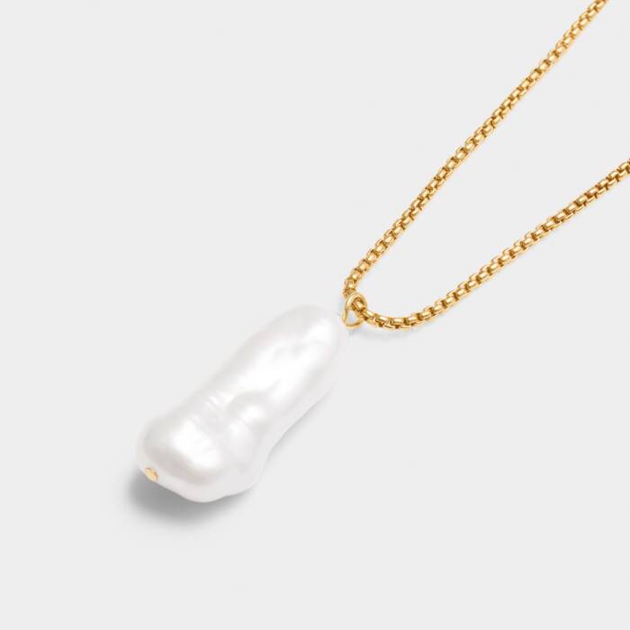 Pearl Lustre Waterproof Gold Lariat Necklace