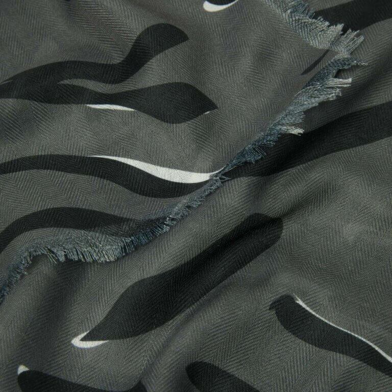 Zebra Printed Scarf In Charcoal, Black & White