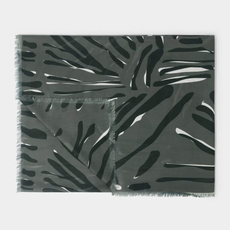 Zebra Printed Scarf In Charcoal, Black & White