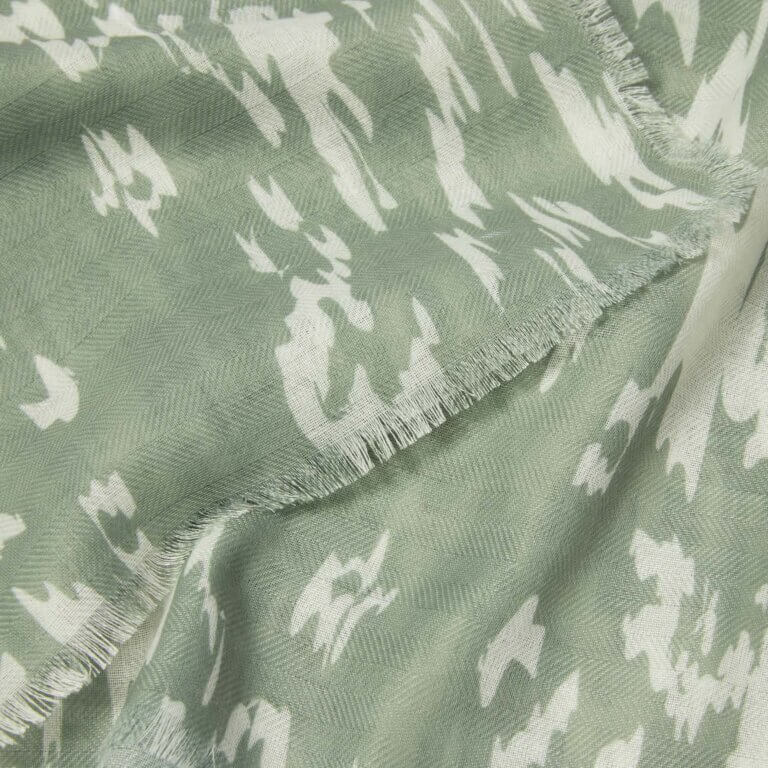 Abstract Animal Printed Scarf In Sage & Off White