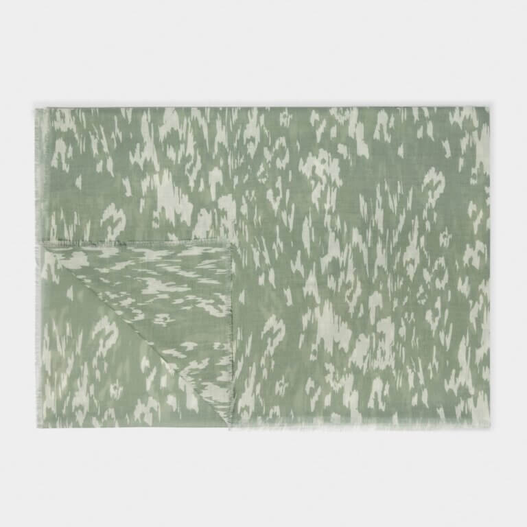 Abstract Animal Printed Scarf In Sage & Off White