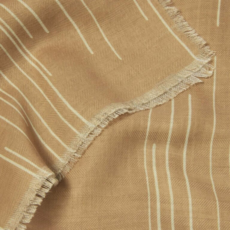 Dashed Line Printed Scarf In Camel & Off White