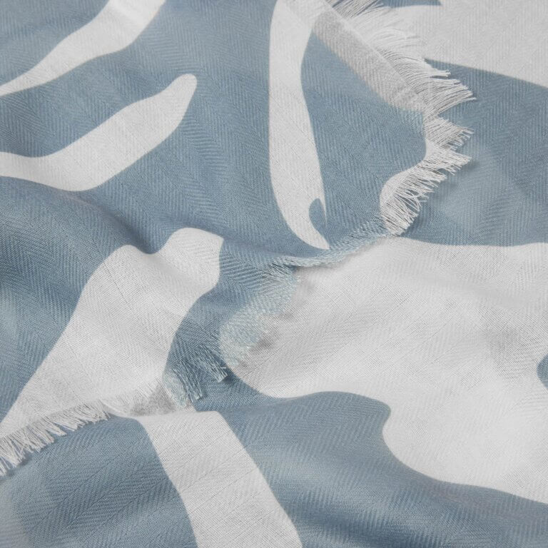 Abstract Zebra Printed Scarf In Cornflower Blue & Off White