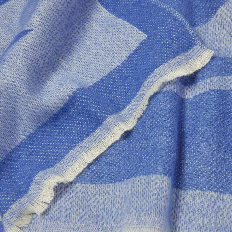 Abstract Shapes Printed Blanket Scarf In Cobalt Blue & Off White