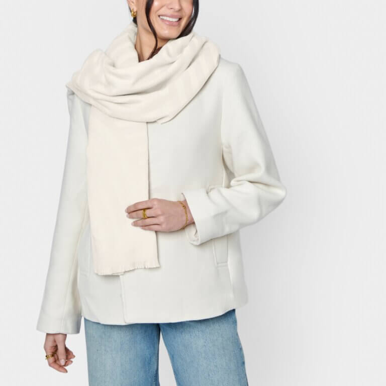 Modern Arch Printed Blanket Scarf In Pale Grey & Off White
