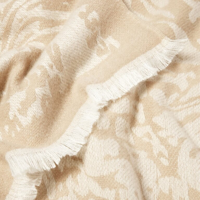 Animal Printed Blanket Scarf In Soft Tan & Off White