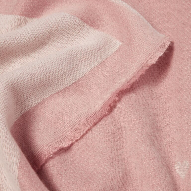 Small Heart Printed Blanket Scarf In Dusty Rose & Off White