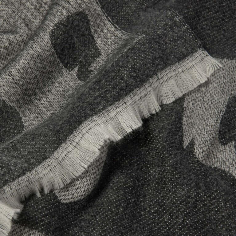 Large Leopard Printed Blanket Scarf In Black & Off White