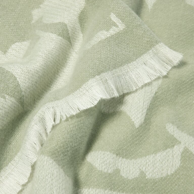 Abstract Floral Printed Blanket Scarf In Sage & Off White