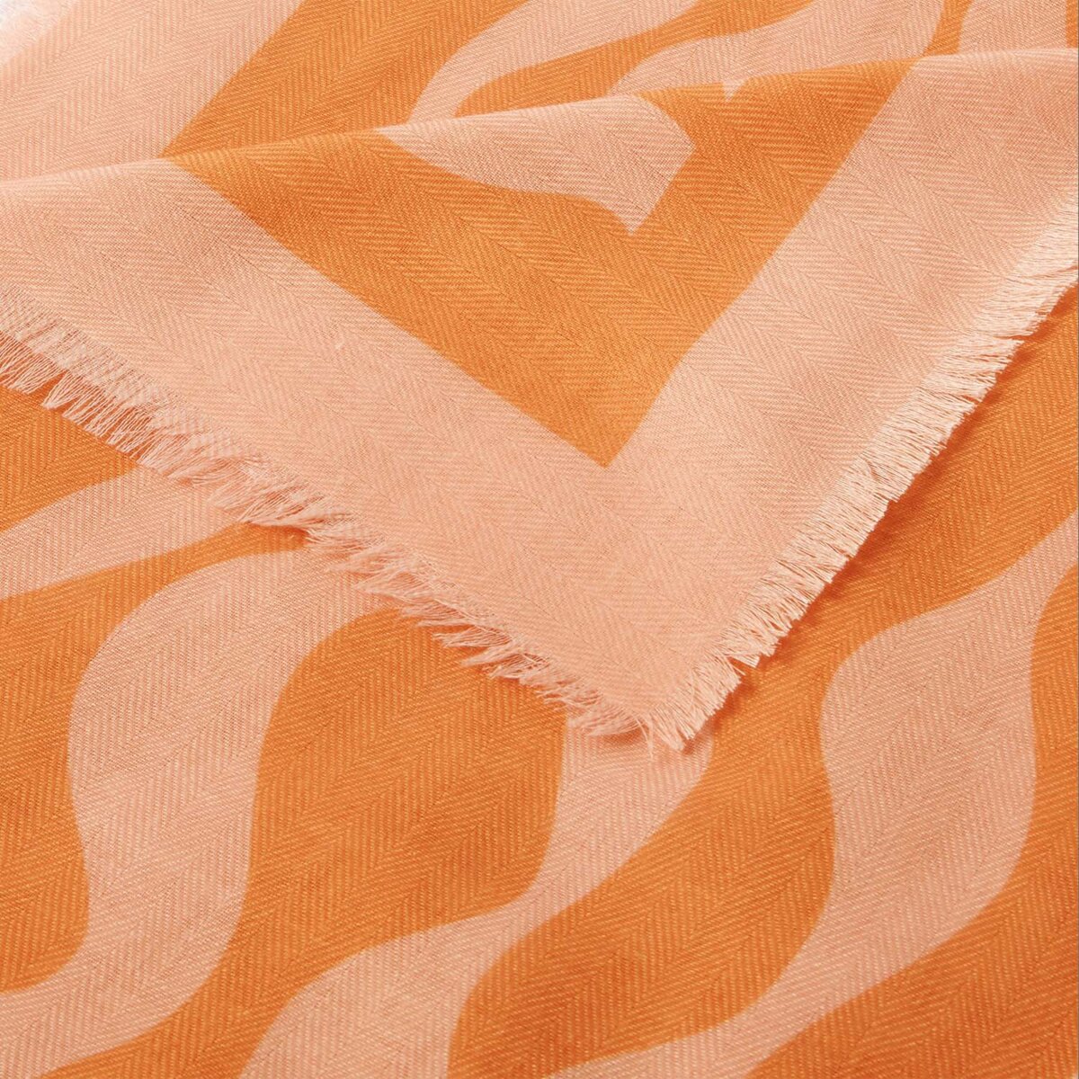 Ripple Wave Print Scarf In Orange & Pink
