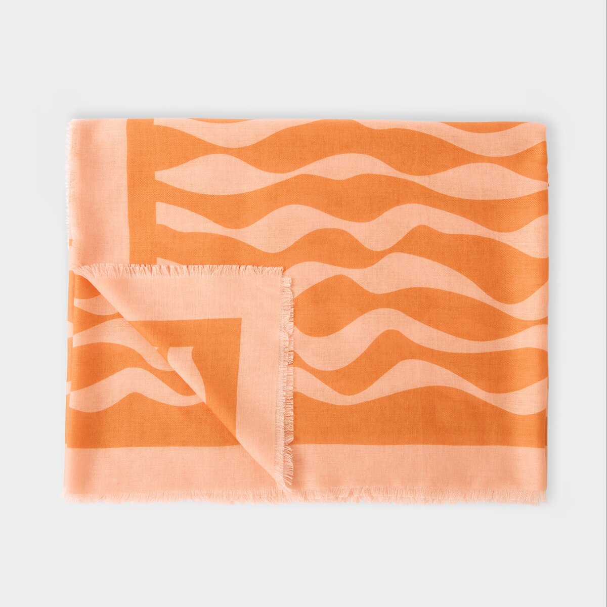 Ripple Wave Print Scarf In Orange & Pink