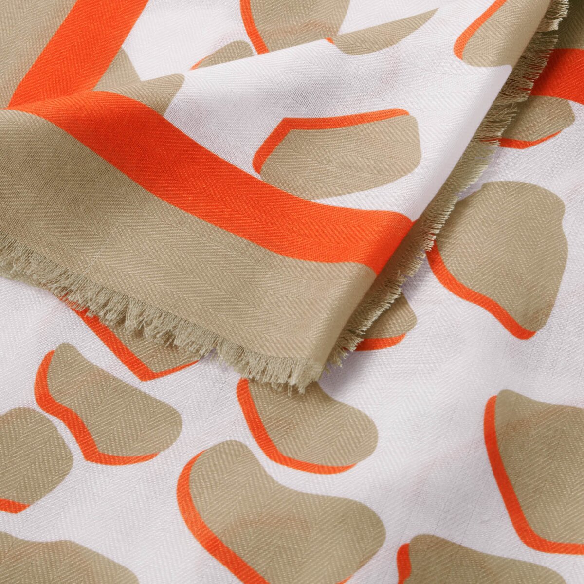 Dalmatian Print Scarf In Ecru & Orange
