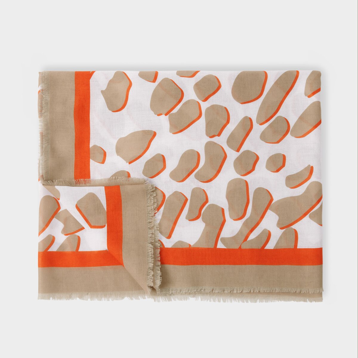 Dalmatian Print Scarf In Ecru & Orange