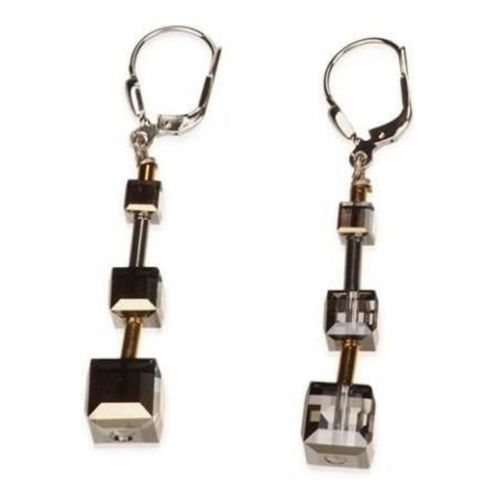 Gold Plated Stainless Steel Drop Earrings With Swarovski