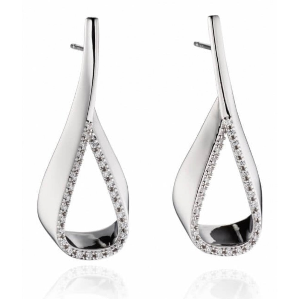 CZ Ribbon Teardrop Earrings
